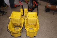 3 Commercial Rubbermaid Mop Buckets W/ Wringers