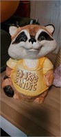 raccoon cookie jar with buttons