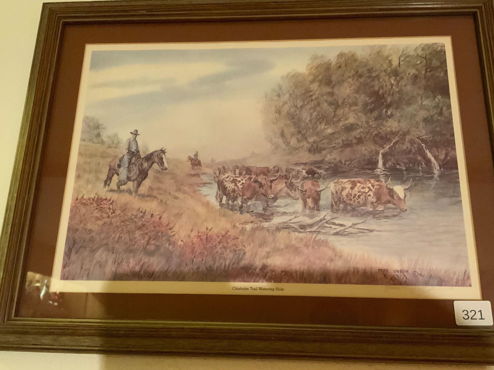 Fred Unruh Signed Print 9/400 Chisholm Trail