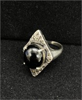 Vintage Silver & Black Onyx Ring