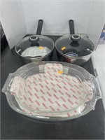 Pyrex bakeware and silver stone cooking pots