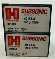 (40) Rounds of Hornady Subsonic 40 S&W 180gr XTP