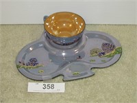 2pc Vintage Porcelain Lustreware Clover Snack Se