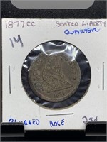 1877-CC SEATED LIBERTY SILVER QUARTER