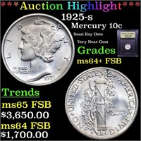 ***Auction Highlight*** 1925-s Mercury Dime 10c Gr