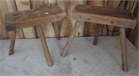 (2) Primative milking stools.