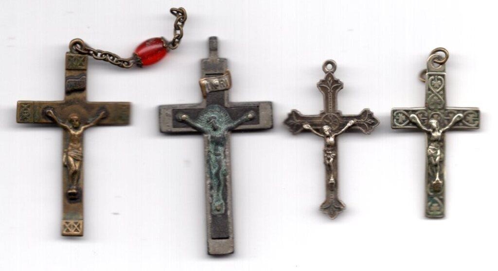 Lot of 4 Vintage Crucifixes/Crosses