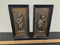 (2) Antique Framed Bronze Reliefs- Marked Ete and