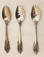 (3) Wallace Grande Baroque Pierced Serving Spoons