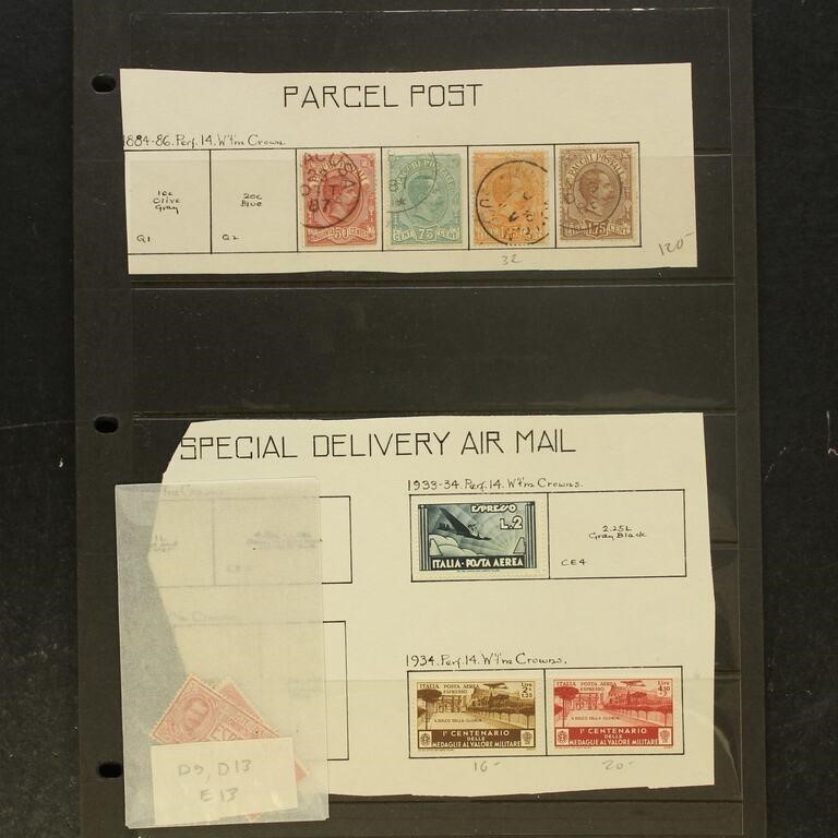 Italy Stamps Used and Mint hinged on old pages, ve