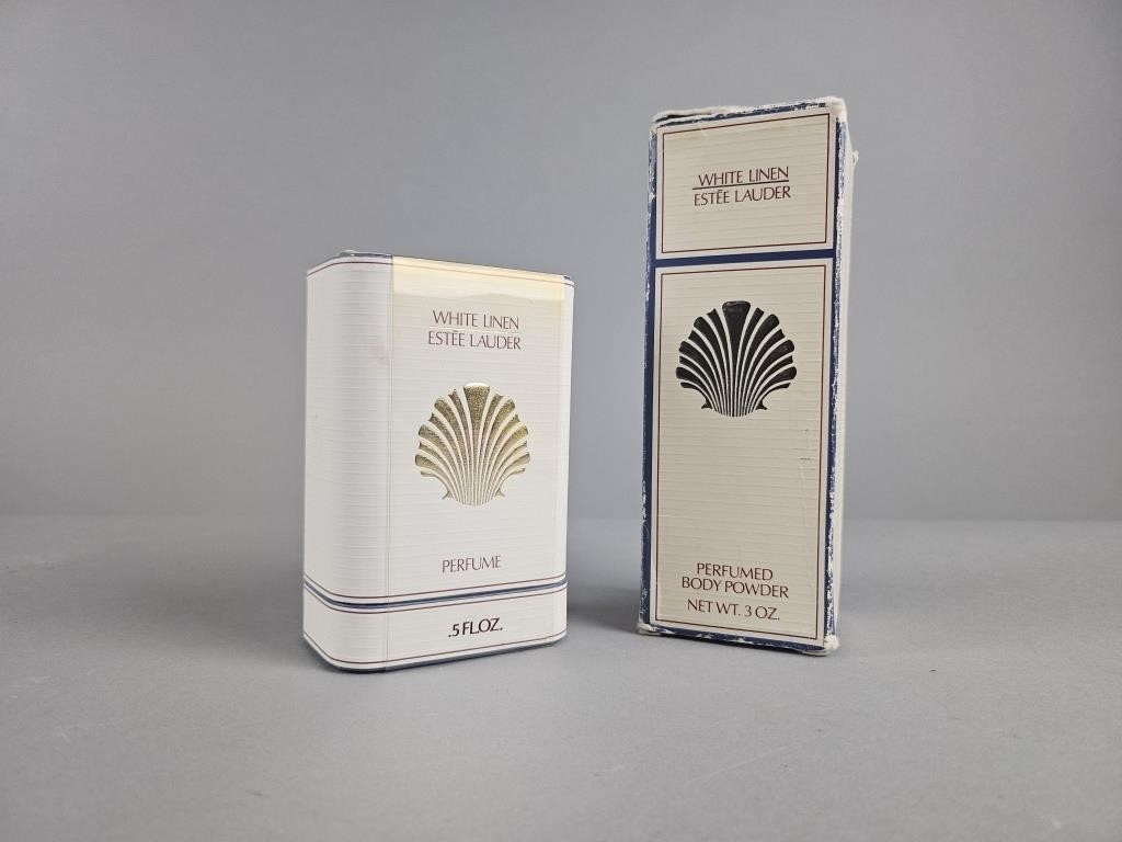 Vtg Estee Lauder White Linen Perfume & Powder