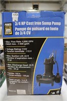 POWER FIST 3/4 H.P CAST IRON SUMP PUMP
