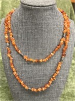 32’’ Carnelian Chip Bead Necklace with Sterling