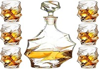 Crystal Whiskey Glasses Set of 6 with Decanter
