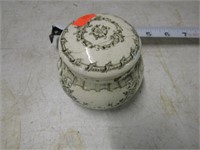 STONEWARE FRENCH CREME DE SAVON JAR - LID CRACKED