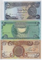 Set of 3 Iraq 250,500,1000 Dinars (2013+2018) IR3