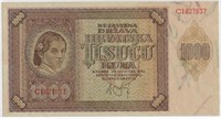 Croatia 1000 Kuna 1941 WWII P-4 XF+ + Gift! CRC3