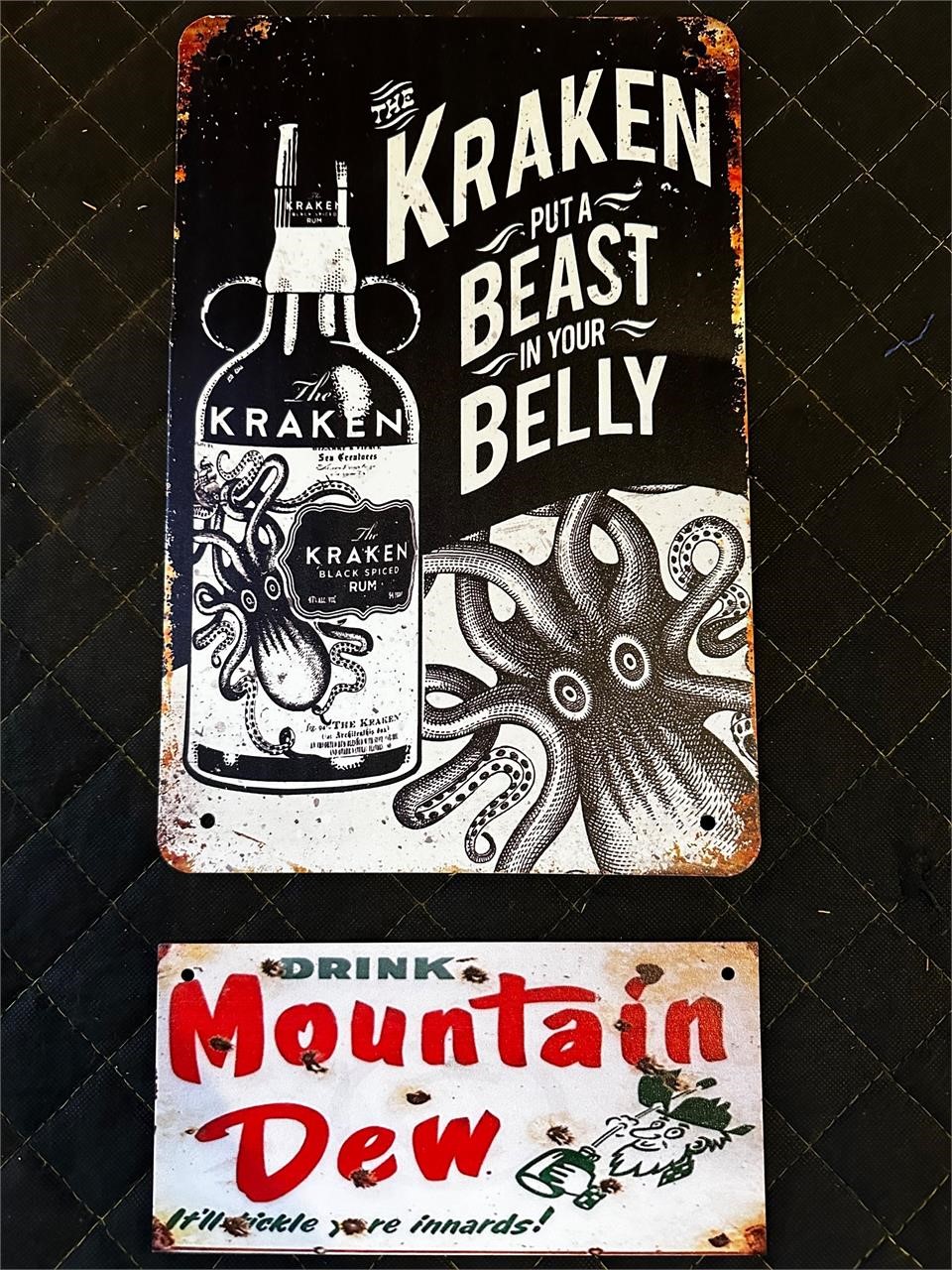 Mountain Dew/Kraken Mancave Signs