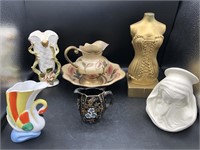 Lefton, Vases, Brass Pitcher & Bowl and more