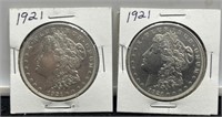 (2) 1921 Morgan Silver Dollar BU