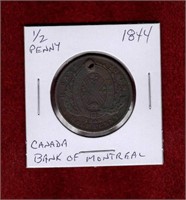 CANADA 1844 BANK OF MONTREAL HALF PENNY note
