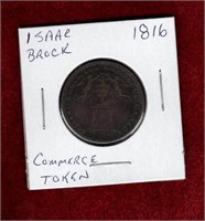 ISAAC BROCK MONUMENT COMMERCE 1816 TOKEN