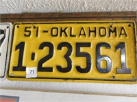 1951 Oklahoma License plate