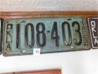 1922 Oklahoma License plate