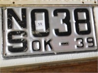 1939 Oklahoma License plate