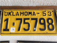 1953 Oklahoma License plate