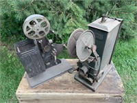 TWO OLD METAL FILM PROJECTORS THE HOLLYWOOD
