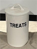 10-inch White "Treats"  Jar with Lid