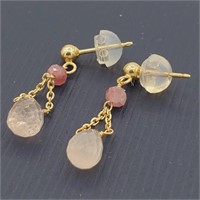 Pink Tourmaline Briolette Earrings-New