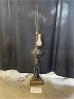 Vintage black Marble lamp 36" Tall