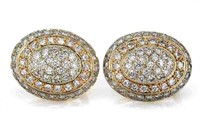 PAIR OF 14K GOLD AND PAVE DIAMOND EARRINGS, 10.3g