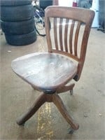 Antique Oak Style Swivel Adjustable Office Chair