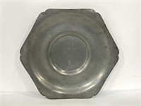 Vintage early American pewter footed plate