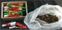 Christmas party favors and bag of large pine
