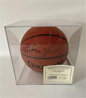 Magic Johnson Autographed Basketball in case