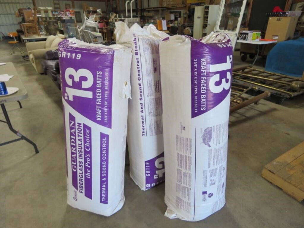 3 KRAFT FACED BATTS FIBERGLASS INSULATION