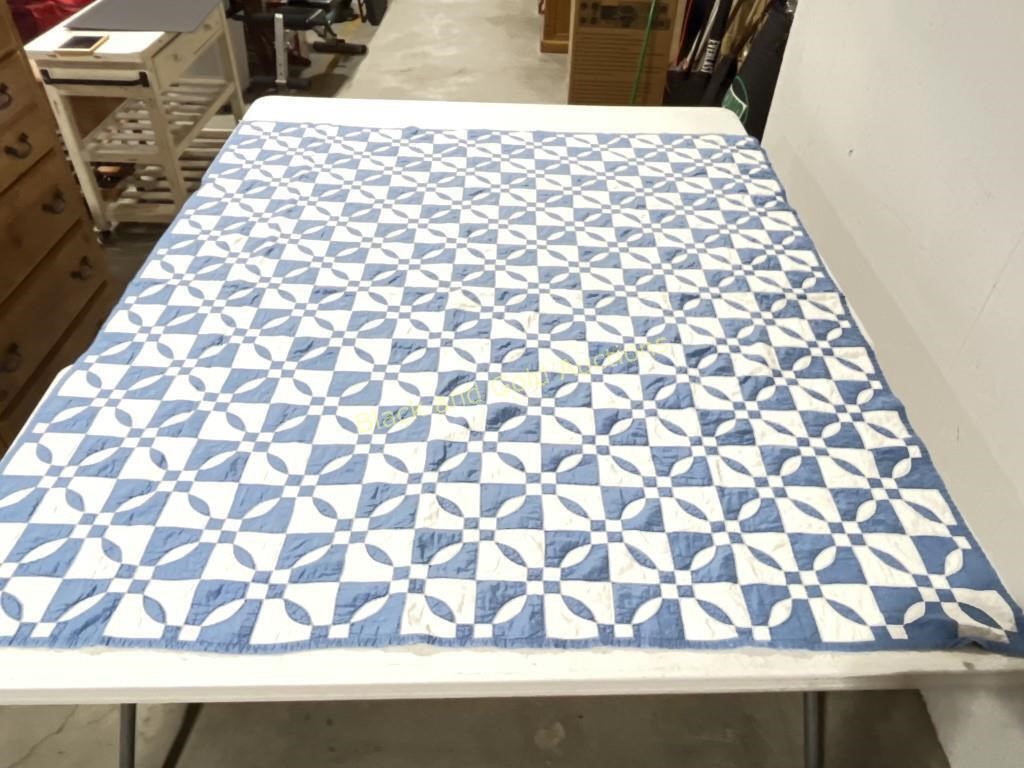 Very Nice Antique Blue & White Handmade Quilt