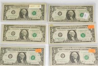 (1) 1963A $1.00 bill, (3) 1963B $1.00 bills,