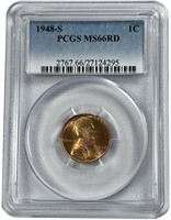 1948-S Lincoln Wheat Cent Penny PCGS MS66RD
