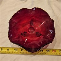 Viking Ruby Red Three Toed Candy dish