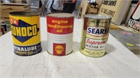 Sunoco, Sears, Shell qt.oil cans