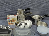 Stainless steel cookware set, mixing bowls, loaf