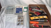 Assorted hand tools, hardware