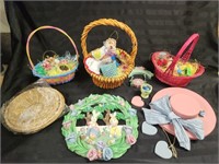 Large Assortment of Easter Decor - Baskets, Wall