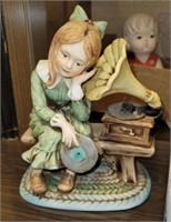 ENESCO GIRL RECORD PLAYER SCULPTURE