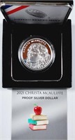 2021-P  Christa McAuliffe Silver Dollar   Proof